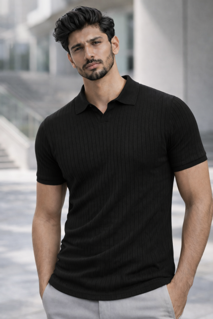Premium Viscose Blend collar Polo Shirt – Soft (Black), Breathable & All-Season Comfort