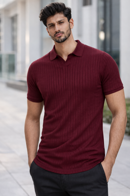 Premium Viscose Blend collar Polo Shirt – Soft (Marron), Breathable & All-Season Comfort